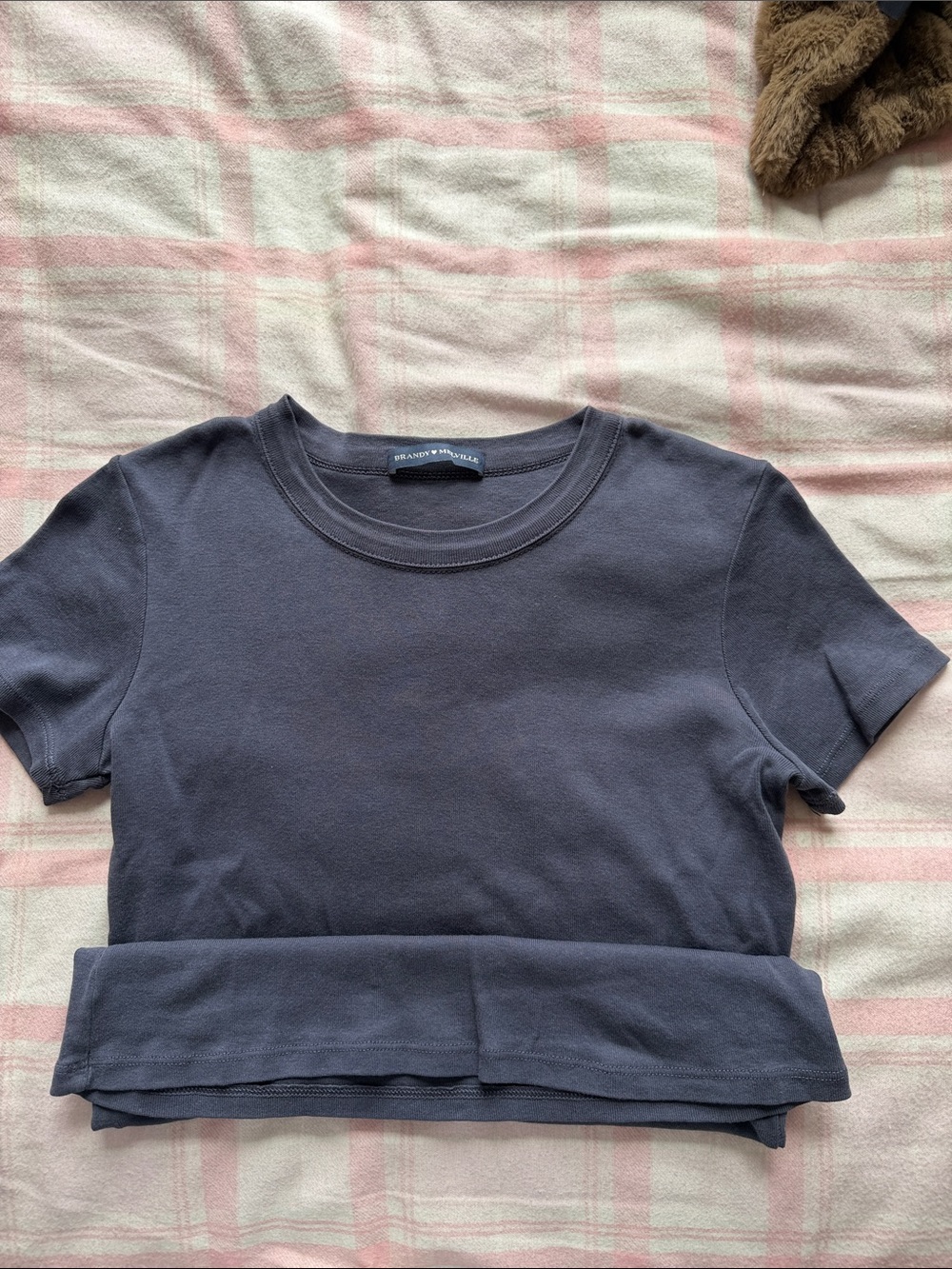 Brandy Melville Navy Short Sleeve Hip Length Tee